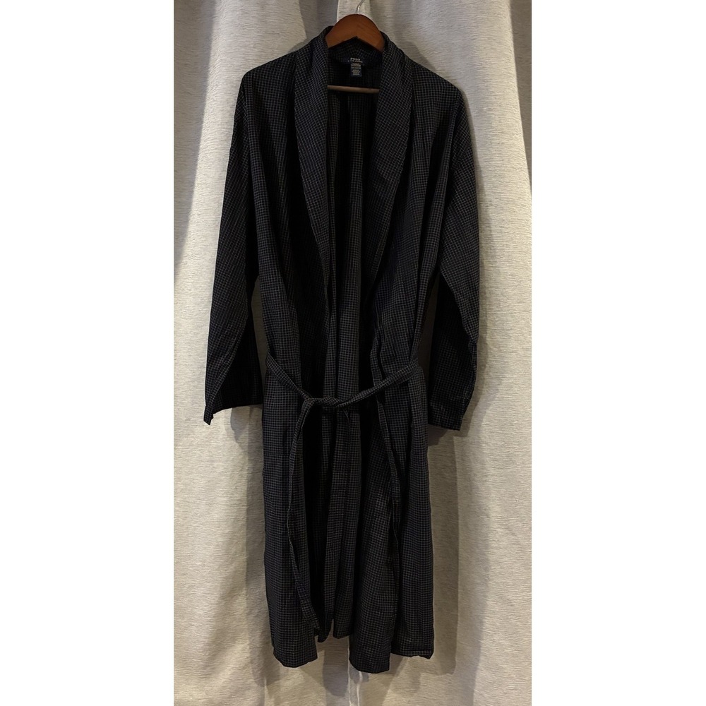 Polo Ralph Lauren‎ Robe Mens S/M Lightweight Black And White Check Preppy Cotton